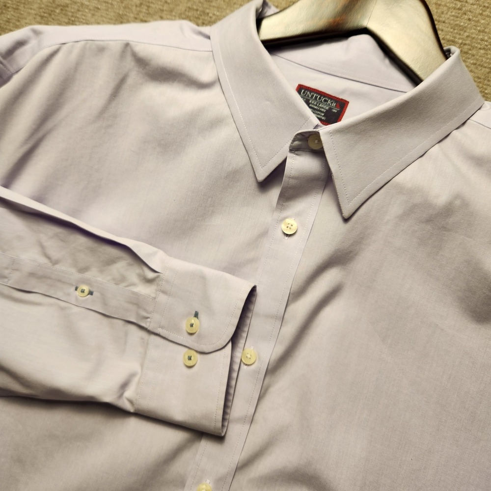 UNTUCKit Button Down Mens XXXL Purple Lavender Wrinkle Free Two Ply Cotton Shirt